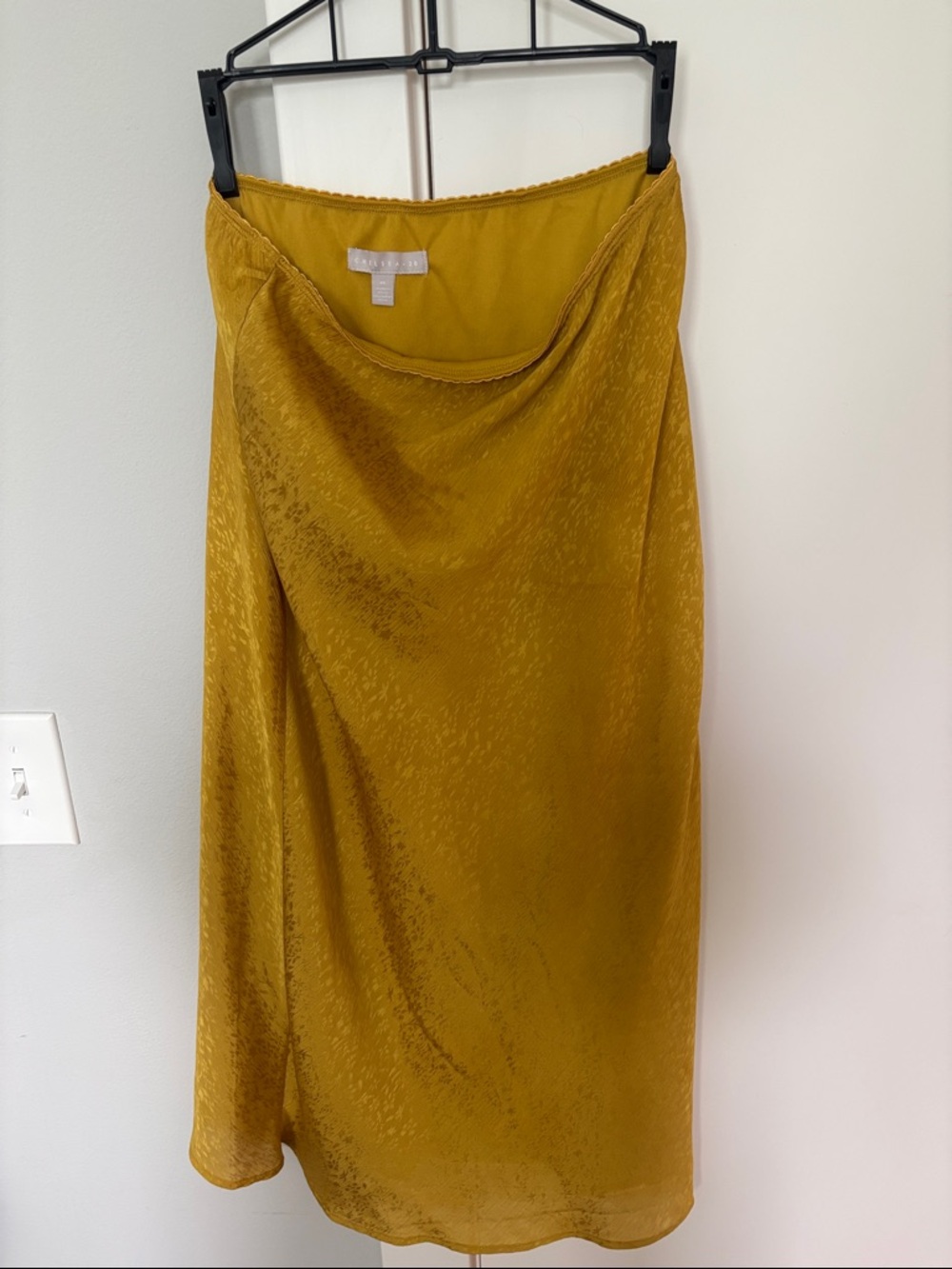Chelsea28 Mustard Satin Midi Slip Skirt